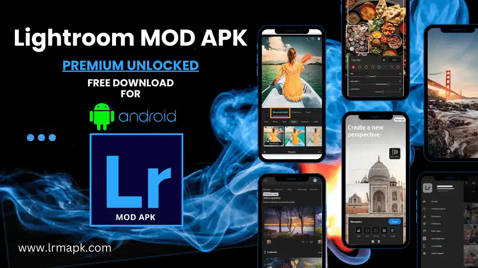 Lightroom MOD APK PREMIUM UNLOCKED FOR ANDROID BANNER with logo