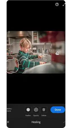 Remove Objects with Clone Tool and healing brush tool in Adobe Lightroom Mobile Android, iOS, iPhone