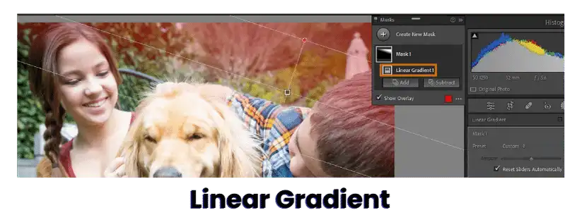 Linear gradient tool for blur background in adobe lightroom