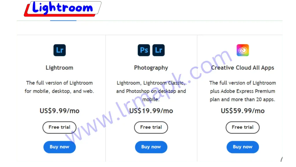 Adobe lightroom pricing